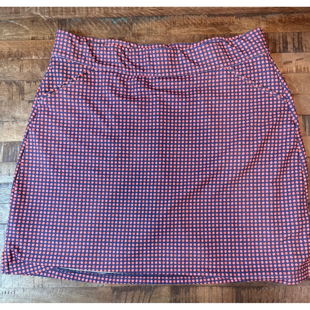 Peter Millar Womens Navy Pink Dot Performance Golf Skort Size Large UPF 50+